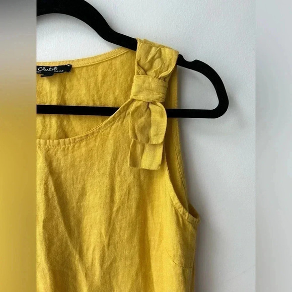 Charlie B 100% linen  yellow dress bow - Picture 2 of 9